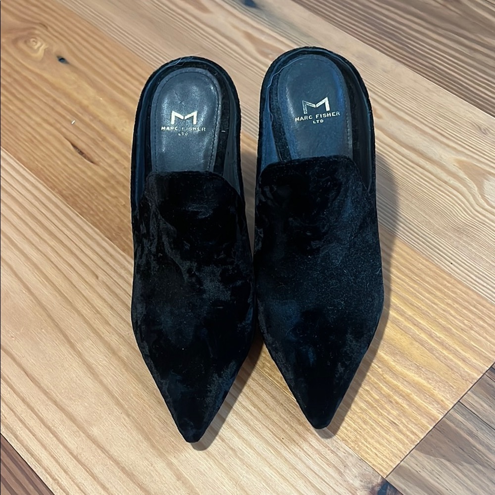 Marc Fisher Black Mules & Clogs with Pointed Toe Design